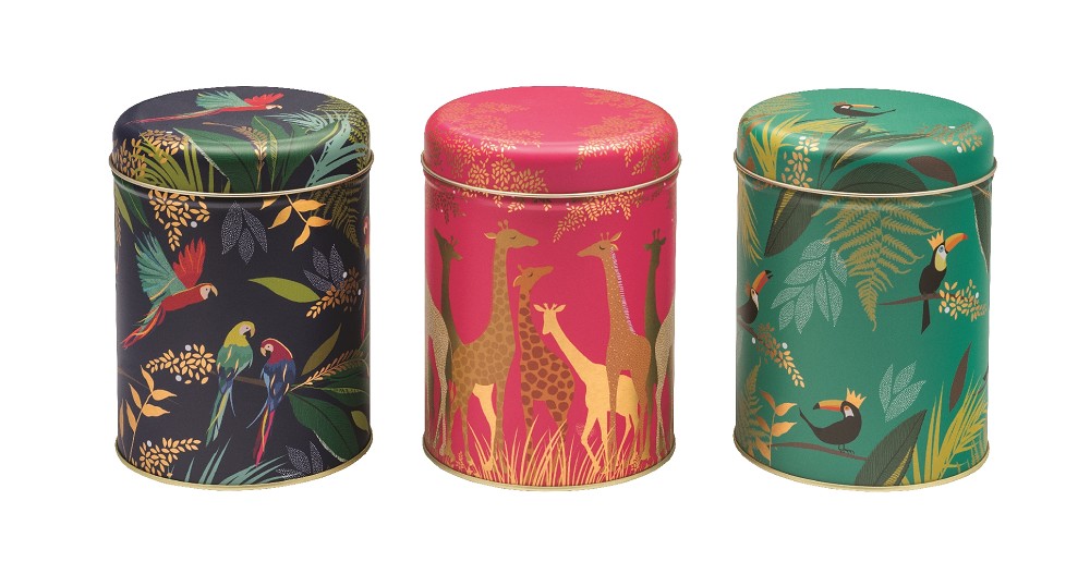 Sara Miller London Print Set of 3 Round Caddies